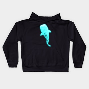 Glowing Blue Neon Whale Shark Optical illusion Kids Hoodie